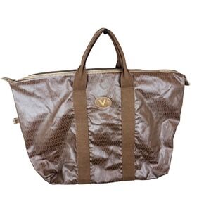 Mario Valentino Vintage Monogram Brown Canvas Large Foldable travel tote Bag